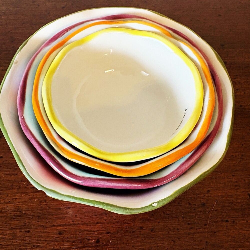 Pioneer Woman Nesting Measuring Bowls Cups 4 Piece Floral Polka Dot MultiColor